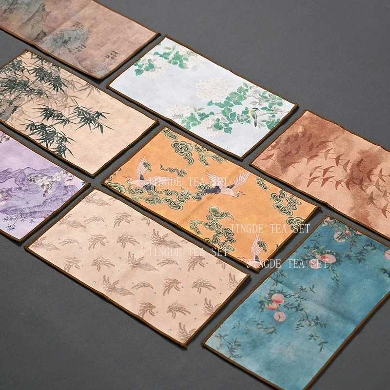 Chinese Painted Thick Tea Towel Super Absorbent High-end Tea Set Accessories Table Mats Professional RagTea Ceremony Supplies