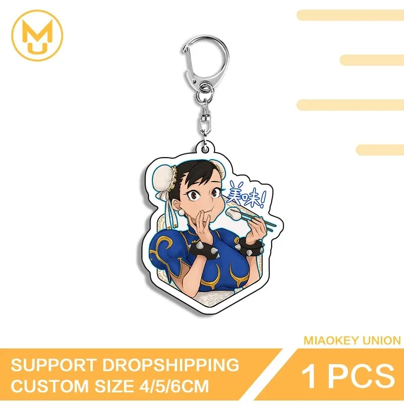 Kawaii Chun Li Interesting Enchanting Chic Double Sided Acrylic Keychain Innovative Glaring Adorable Backpack Decor Collection