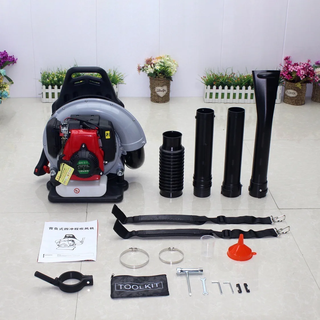 144 Four-stroke Gasoline Leaf Air Blower 53.2CC Backpack Snow Blower 1.5KW Fire Extinguisher High Vacuum Fan Gardening Tools