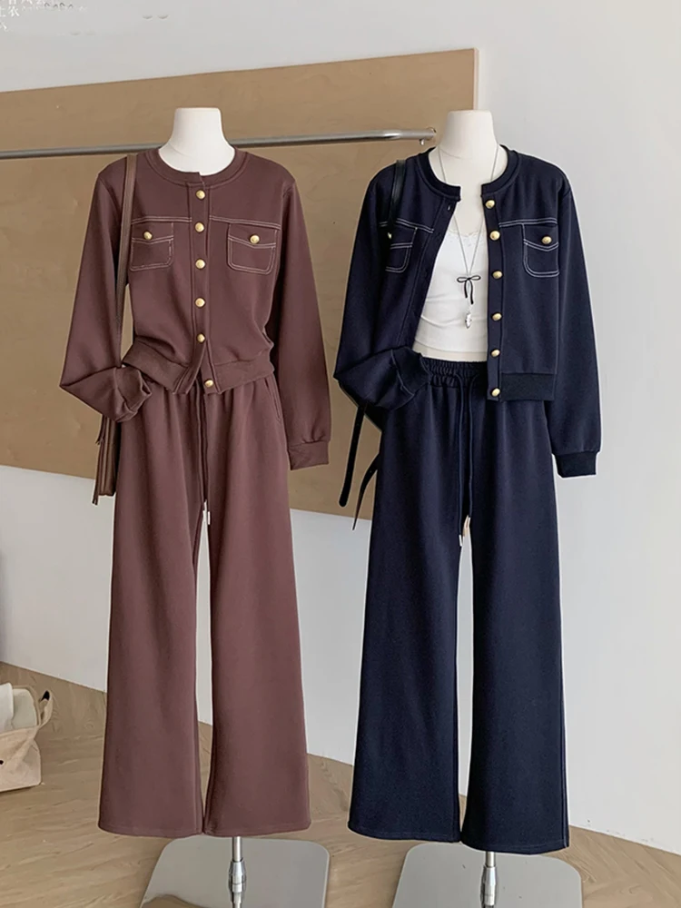 

Весна-Осень 2022, новый комплект свитшотов с короткими рукавами, женские свободные спортивные модные повседневные брюки с цветными блоками, комплект из двух предметов S135