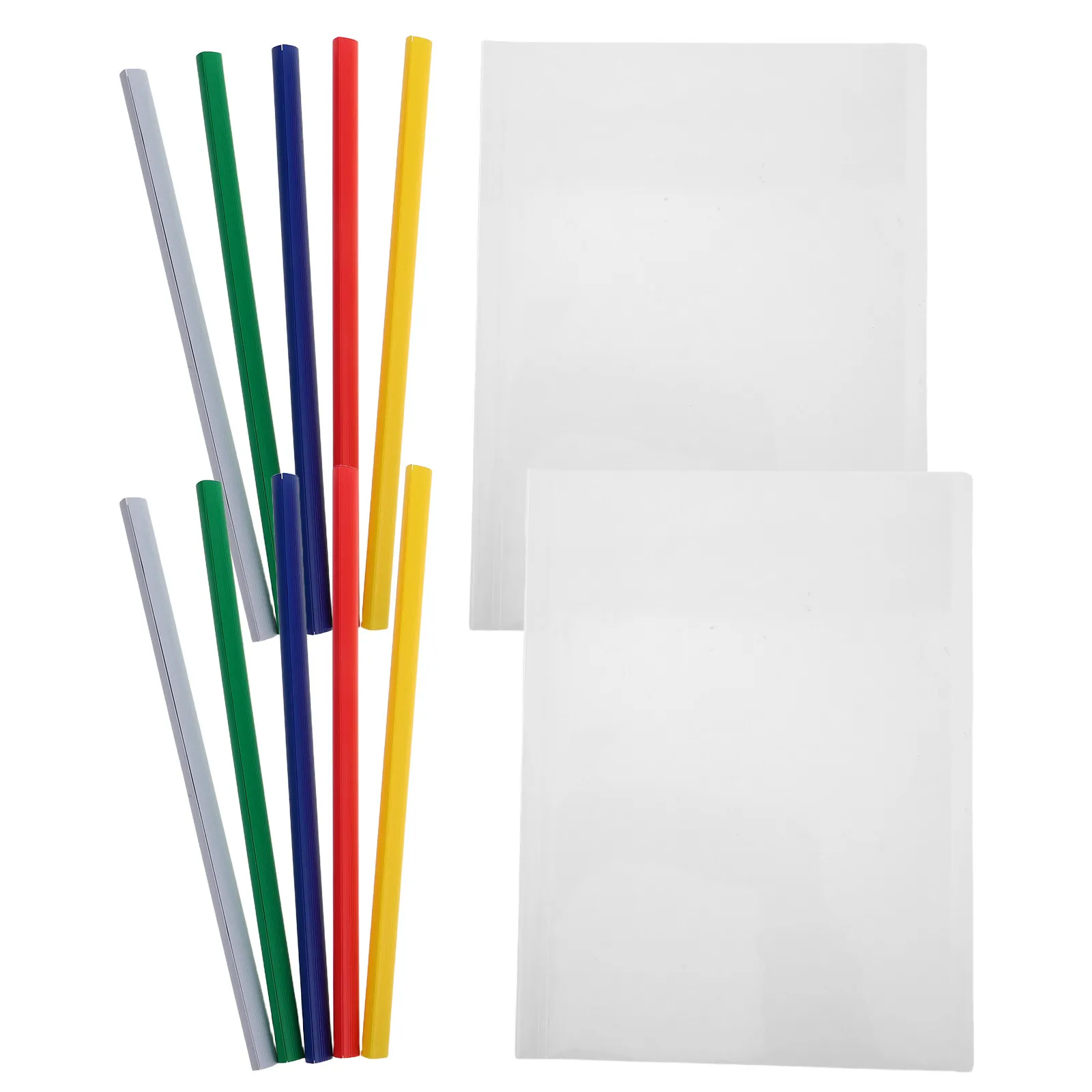 10Pcs Clear Plastic Slide Rod File Folders Document Organizer Presentation Binder Transparent Report Covers Office School
