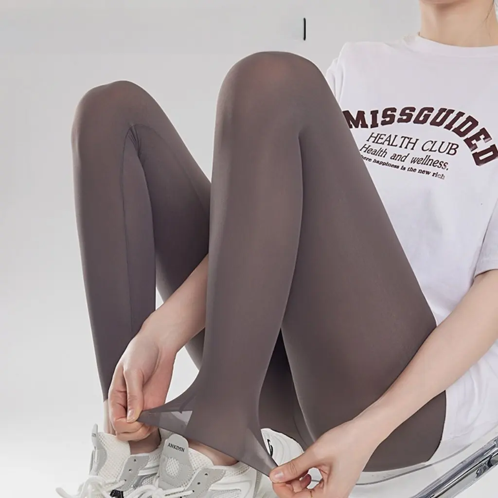 

Ultra-Thin High-Waist Ice Silk Leggings for Women Summer Outer Wear plus Size Tight Sunscreen Yoga Pants Shark Pants