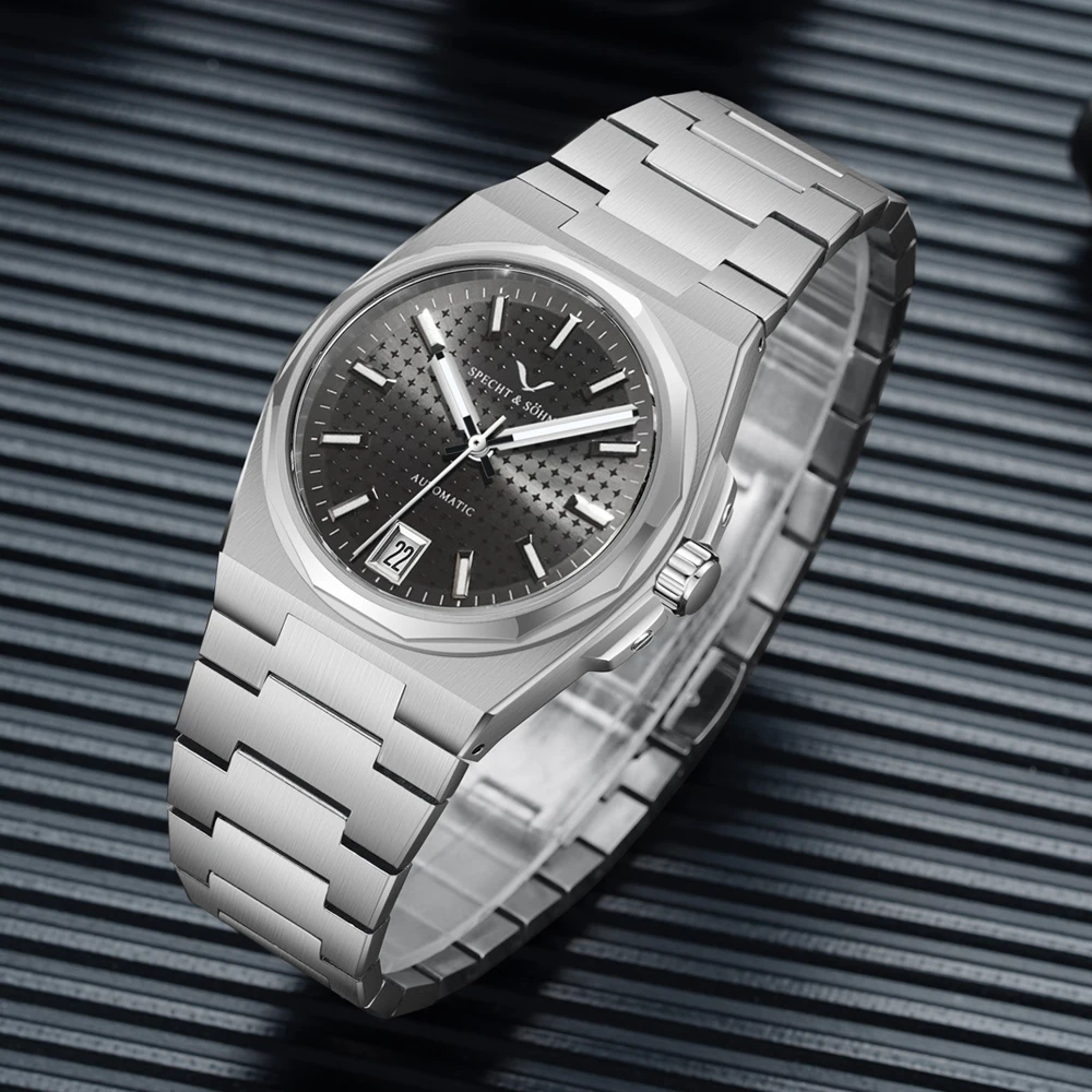 Specht&Sohne New 37MM  Automatic Mechanical Watch For Men NH35 Movt Honeycomb Face Rubber Strap Sport Wristwatch 50M Waterproof