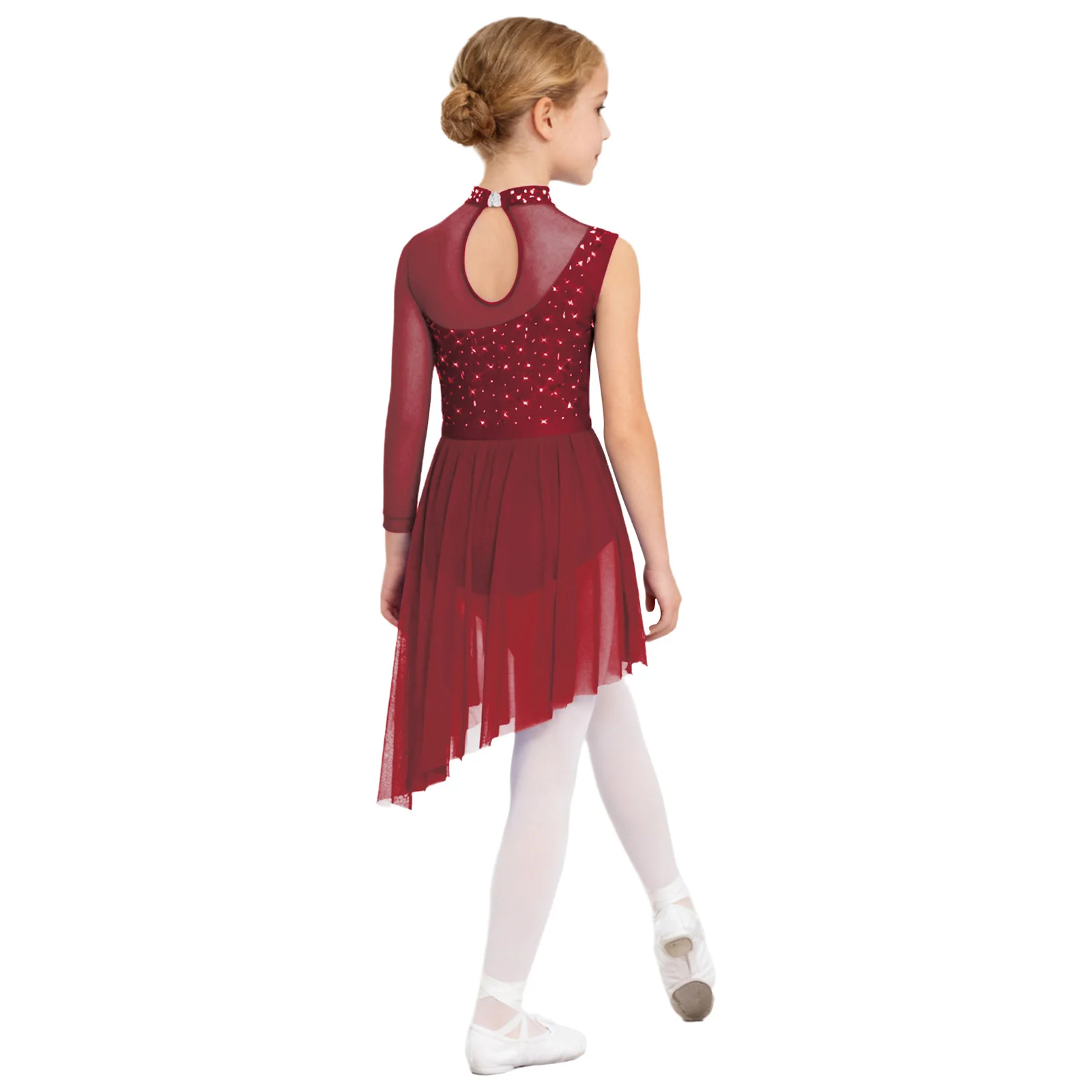 Crianças meninas ginástica artística patinação artística ballet collants vestido strass lírico dança contemporânea desempenho traje