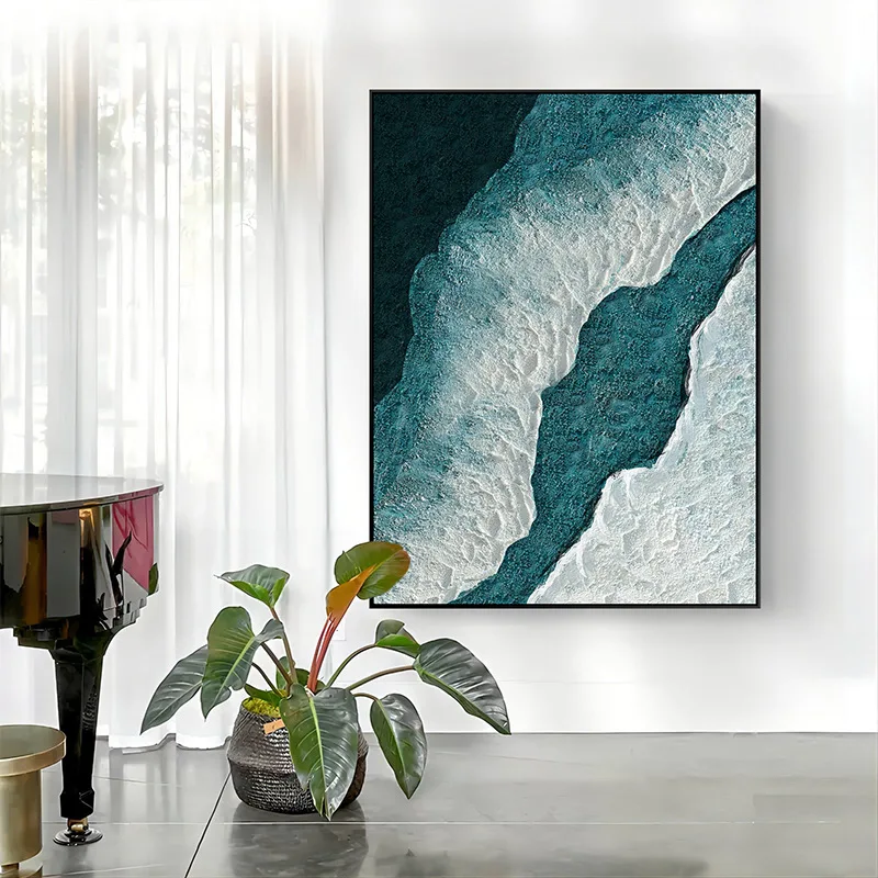 Factory Hot Sale Pure Hand-painted Canvas Oil Painting Metal Black Frame Rectangle Luxury Bedroom Living Room
