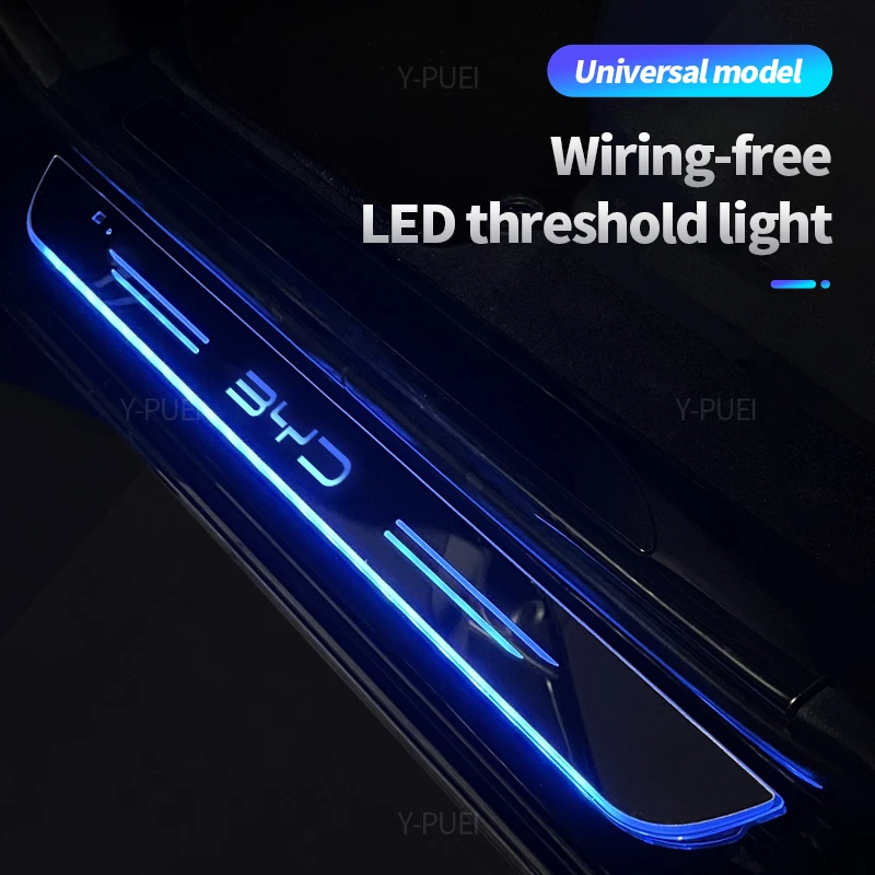 Acrylic USB Power Moving LED Welcome Pedal Car Scuff Plate Pedal Door Sill Pathway Light For BYD Atto 3 EV yuan song han 2022 23