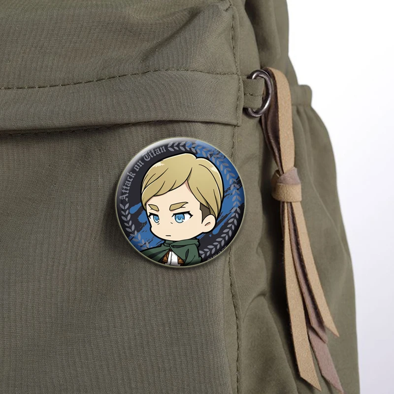 Anime Attack on Titan Eren Levi Badge Handmade Cartoon Brooches Armin Arlert Erwin Lapel Pin Backpack Hat Bag Decoration