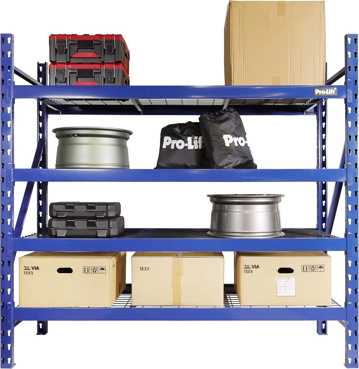 Pro-Lift Garage Storage Shelves - Heavy Duty 4-Tier Adjustable Metal Wire Shelving Units With 8000 Lbs Total Capacity For