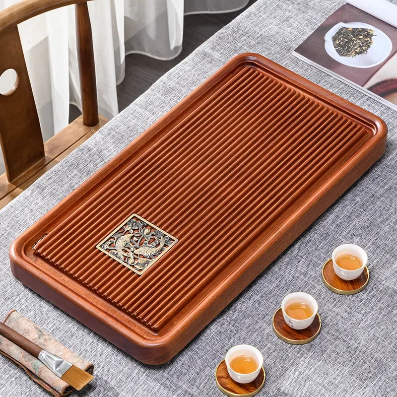 for Rosewood Tea Tray Whole Solid Wood Log Household Tea Table Large Rectangular Drainage