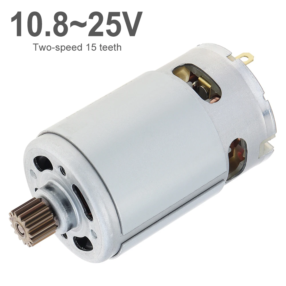 

RS550 15 Teeth 10.2mm Gear DC Motor 10.8V/12V/14.4V/16.8V/18V/21V/25V 21500-29000RPM for Electric Drill / Screwdriver