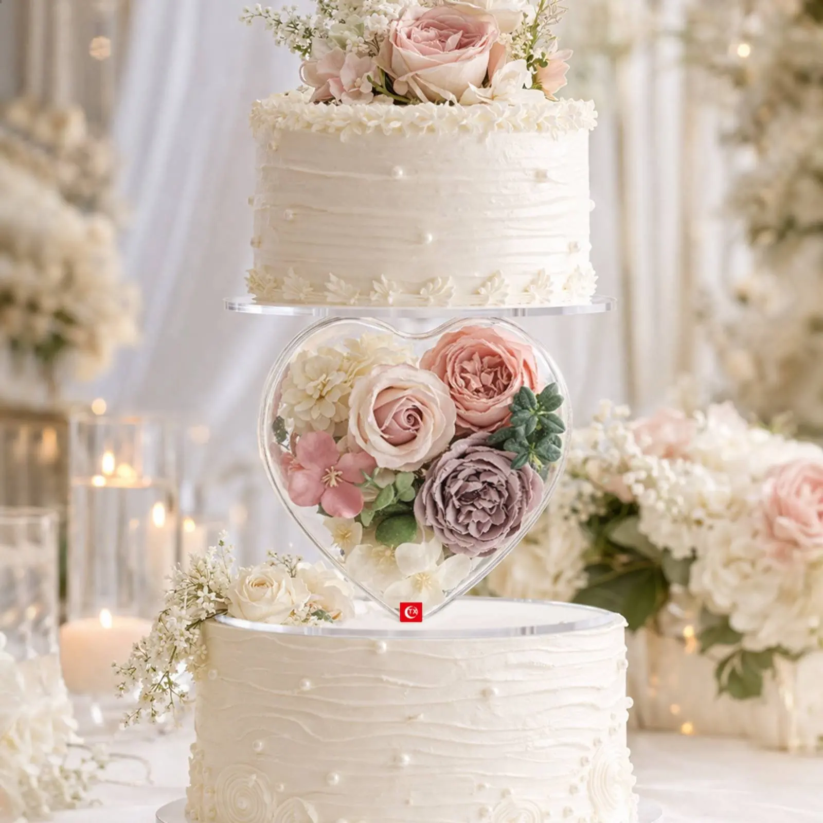 Fillable Acrylic Cake Stand Elegant Heart Cake Stand Party Decor Reusable Easy to Clean for Wedding