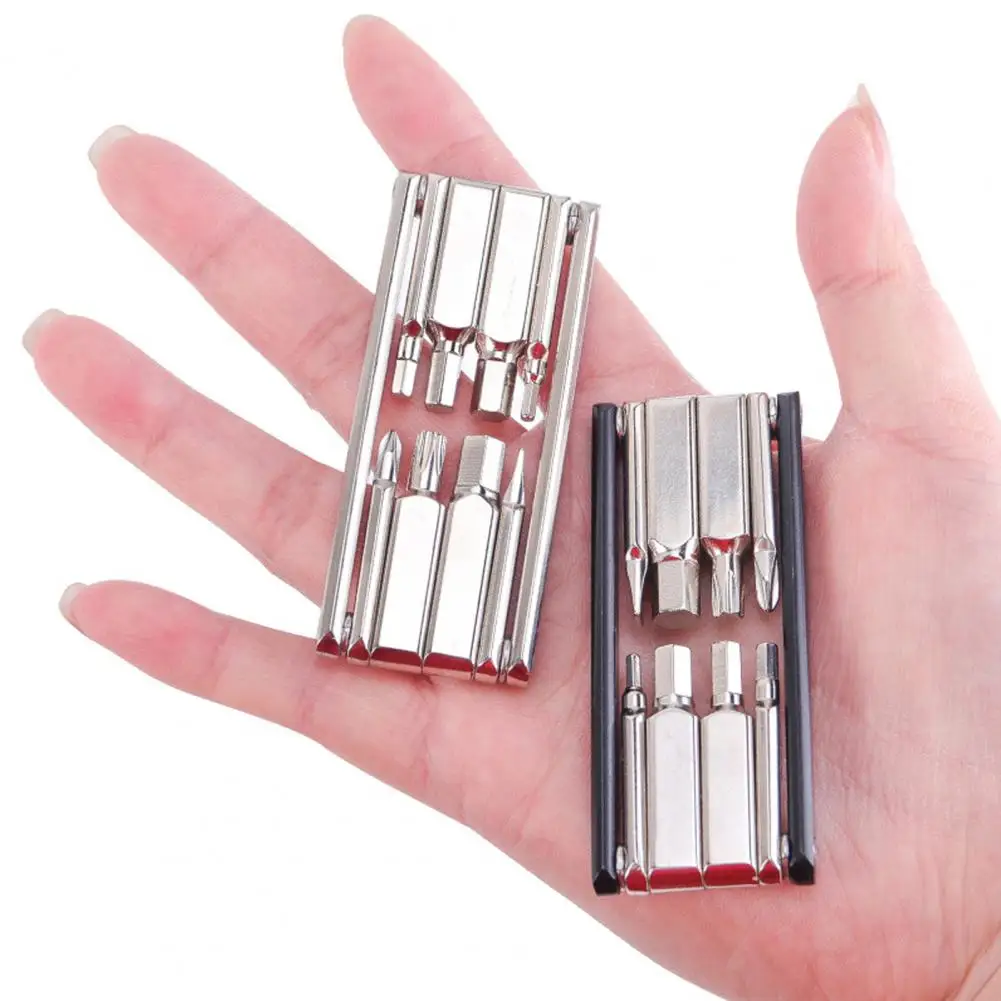 Multifunctional Wrench High Hardness Wrench 8-in-1 Mini Bike Multitool Foldable Pocket Wrench Set High Strength Compact for Road
