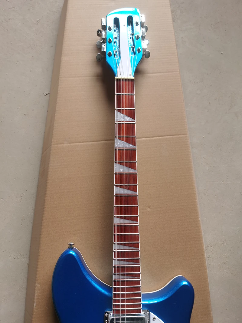 12-string blue Silver particle 360 Ri ckenbacher electric guitar, guitar body front and back silver particle, stock, fast shippi