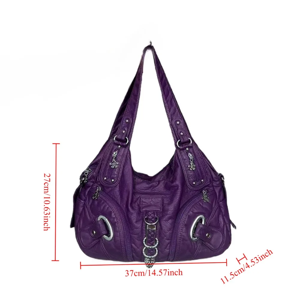 Ladies' fashionable retro Y2K spicy girl handbag, large capacity, multiple pockets, punk crossbody bag