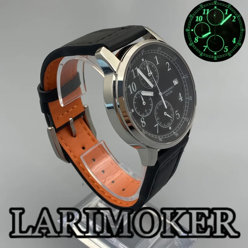 LARIMOKER 38.8 مللي متر ساعة كوارتز رجالية موضة عادية 100 متر مقاوم للماء الياقوت الزجاج مناسبة لحركة VK67 ساعة رجالي فاخرة #2