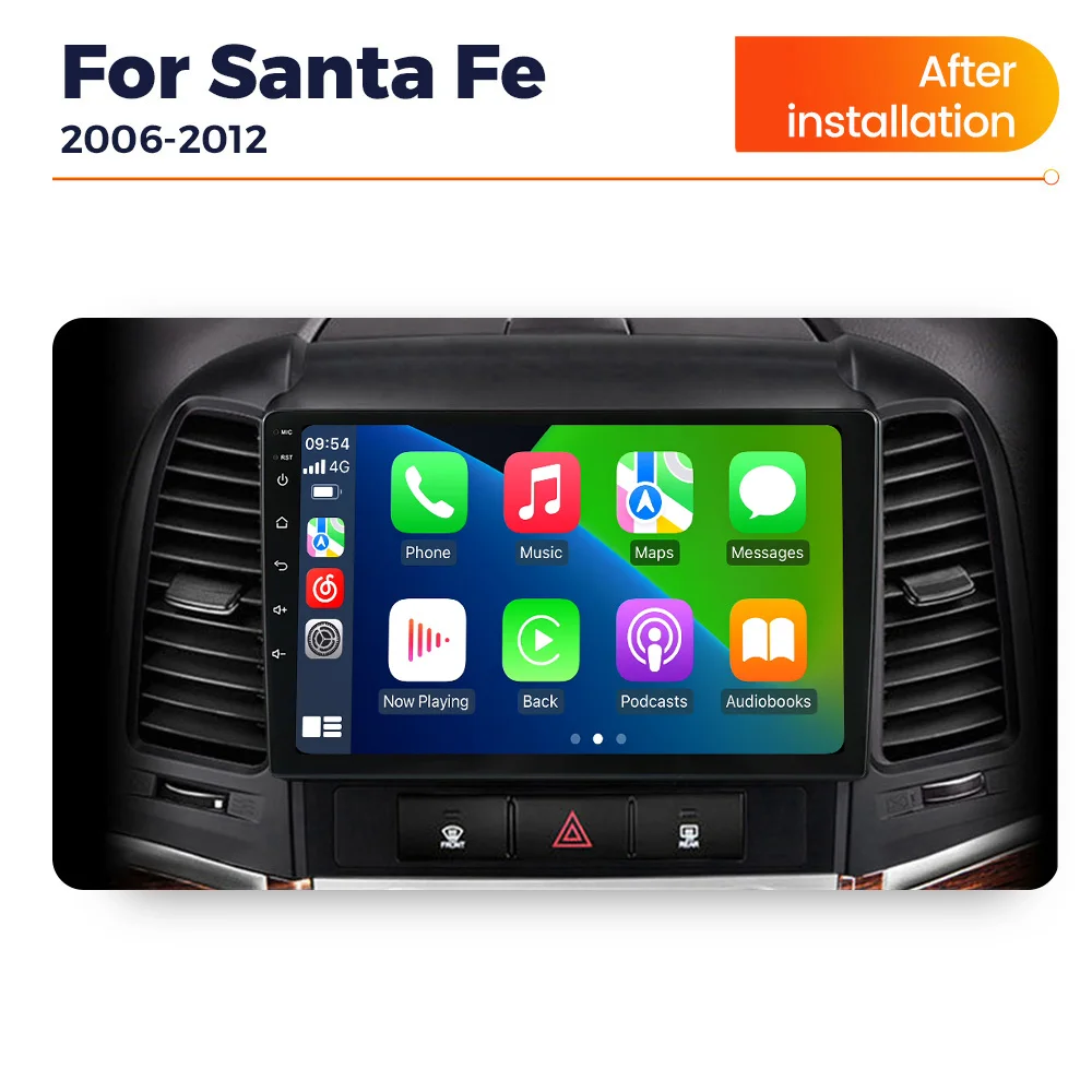 MEKEDE 2 Din Wireless CarPlay für Hyundai Santa Fe 2 2006-2012 IPS-Bildschirm Autoradio BT Autoradio Stereo Intelligentes Audiosystem