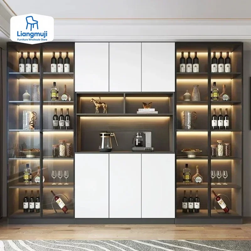 

Деревянный настенный винный шкаф для гостиной, современная простота, высокий винный шкаф для домашнего хранения Botellero Vino, мебель для ресторана QF50JG