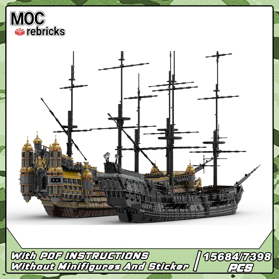 MOC Silent Mary Ghost Pirate Ship Building Blocks Set Sailing Boat Vintage Cruiser Bricks Model Toy Adult Gift