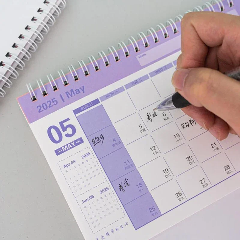 Large 2025 Desk Calendar Kawaii To Do List Simple Coil Calendar Desk Decor Daily Planner Time Manegement Schedule Organizers