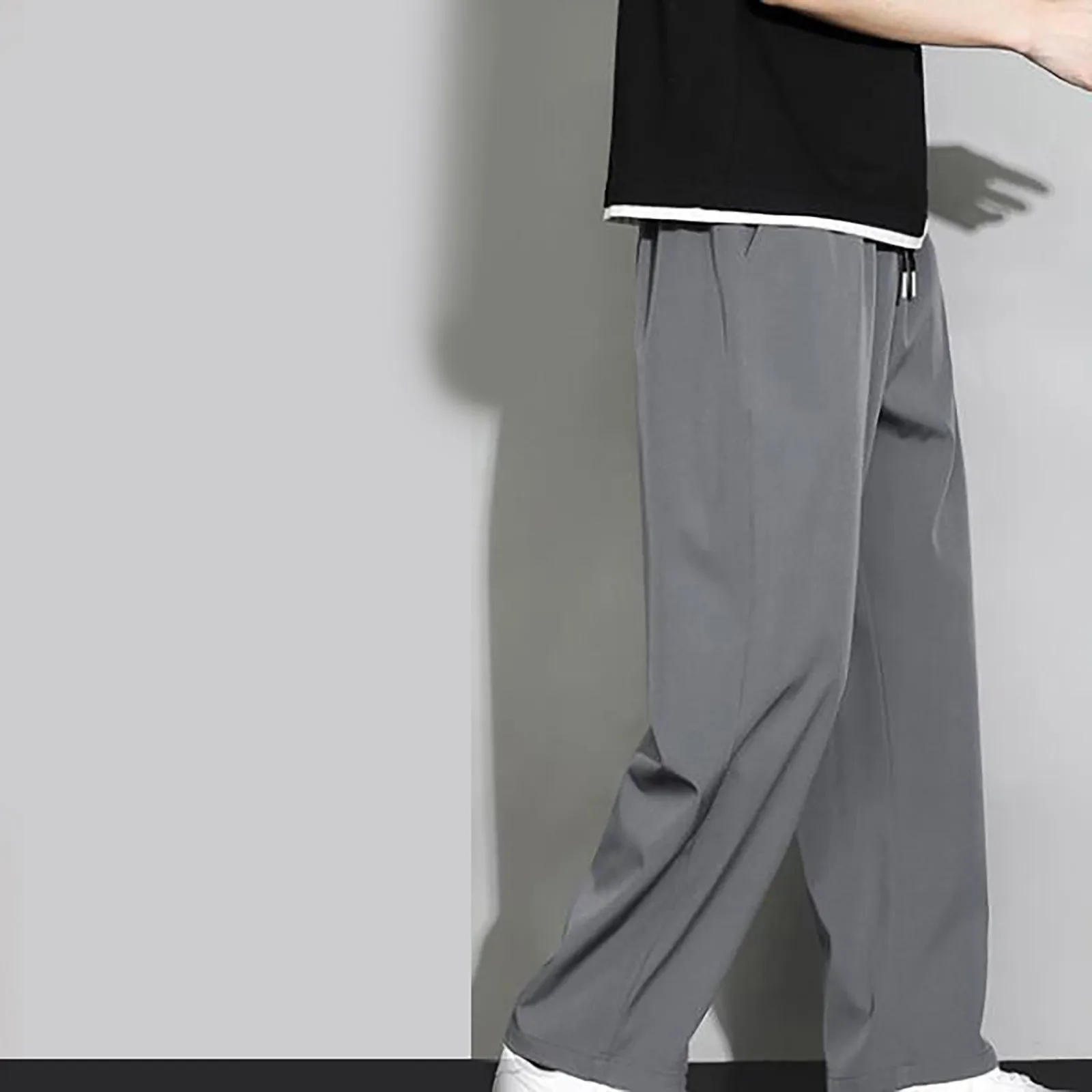 2024 Youth Summer Straight Pants Highlight Straight Long Legs Straight Leg Pendant Ice Silk Sports Pants Solid Color Pants