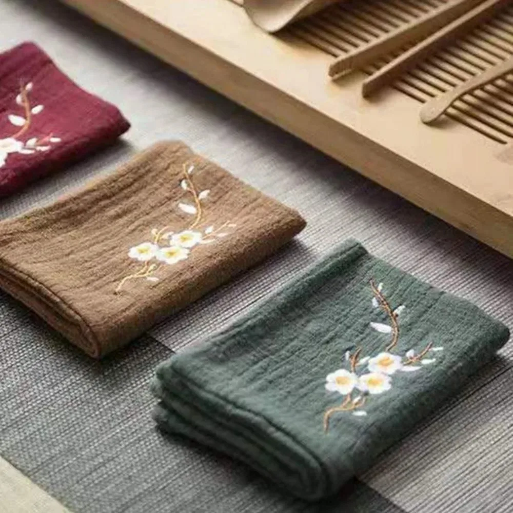 Durable Cotton Tea Cloth Embroidery Easy To Clean Cleaning Rag Lightweight Water Uptake Cotton and Linen Tea Towels