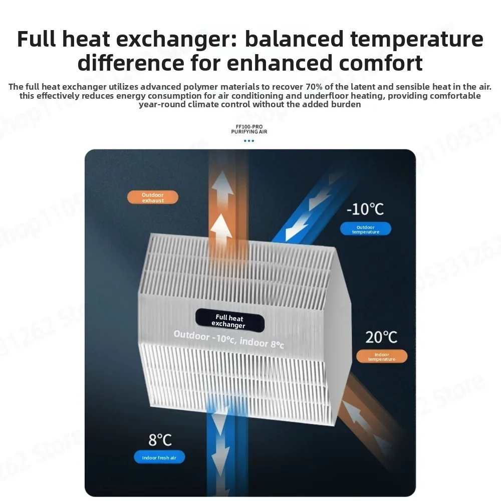 Wall Mounted Heat Recovery Ventilator  Fresh Air System with PM2.5 Filter for Home Formaldehyde Removal