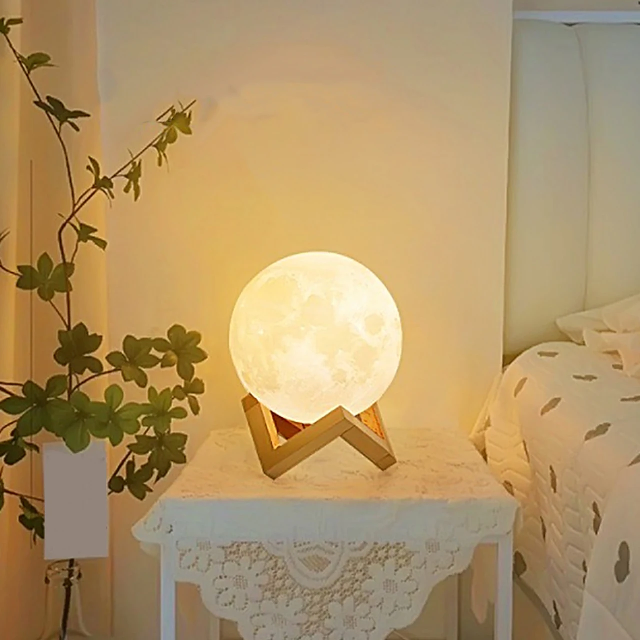 مصباح قمر ثلاثي الأبعاد، مصباح ليلي إبداعي بجانب السرير لغرفة النوم، هدية عيد ميلاد لأفضل صديق، ضوء نوم للأطفال مع حماية للعين #5