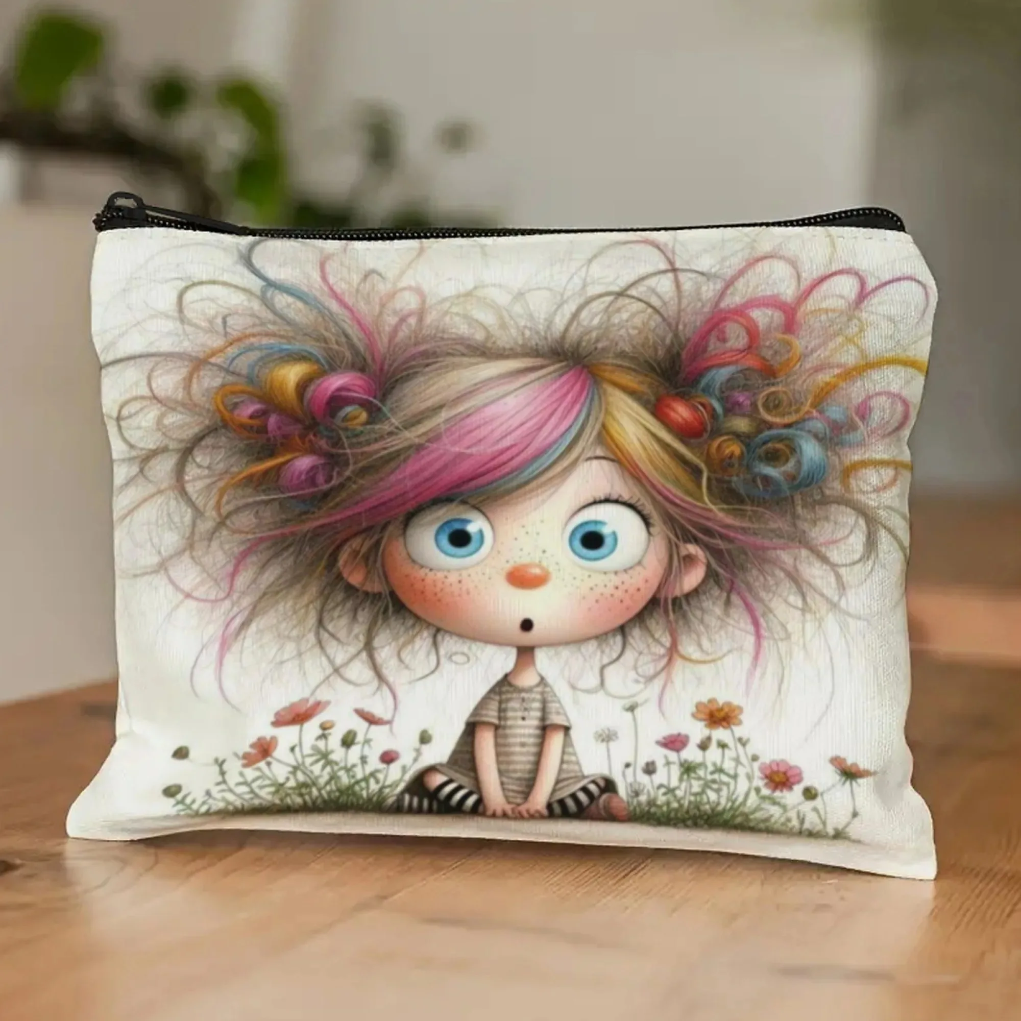 الكرتون فتاة حقيبة مستحضرات تجميل انغلق حقيبة أدوات الزينة المرأة المنظم حقيبة مستحضرات التجميل محفظة نسائية للعملات المعدنية السفر حقيبة التخزين مقلمة