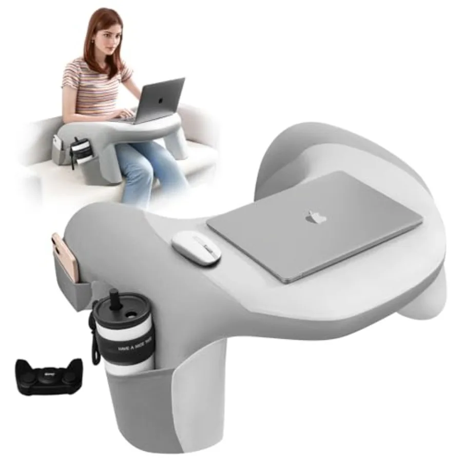 

WOGAEV Reading Pillow for ed Lap Desk for Laptop Memory Foam Arm Rest Support Gaming Pillow wit Cup/Pone Pocket Laptop Lap Desk