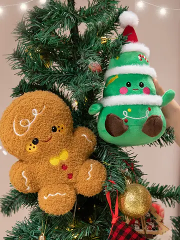Cute Santa Claus & Elk Snowman Gingerbread Man Plush Toys Stuffed Animal Doll Christmas Gifts For Children Kids Home Decoration