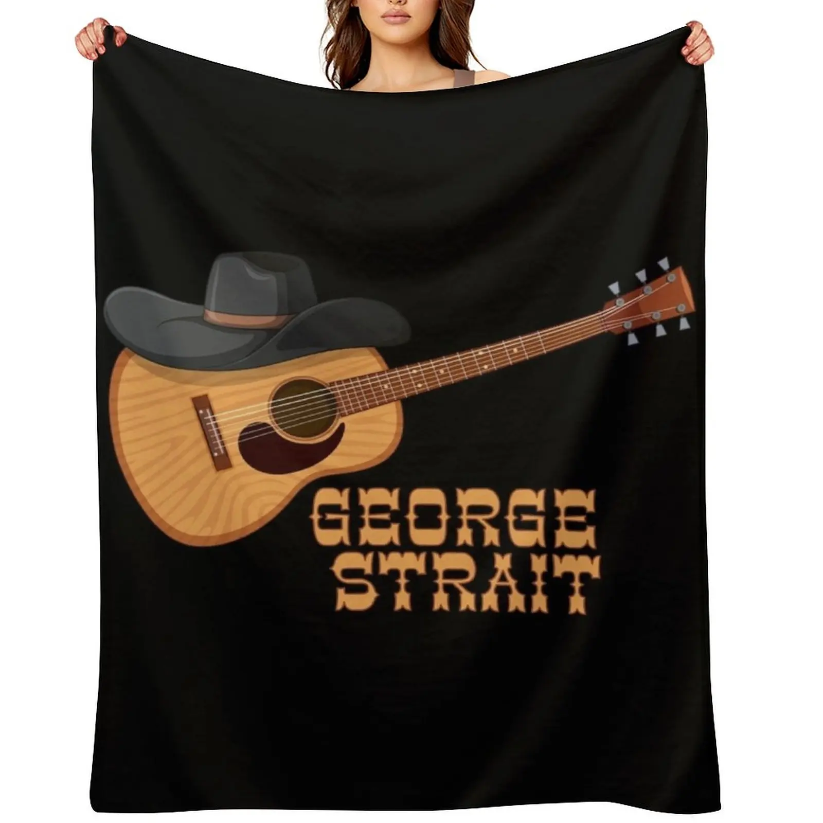 

george strait guitar Throw Blanket Soft Plaid Quilt Luxury Thicken Retros Blankets