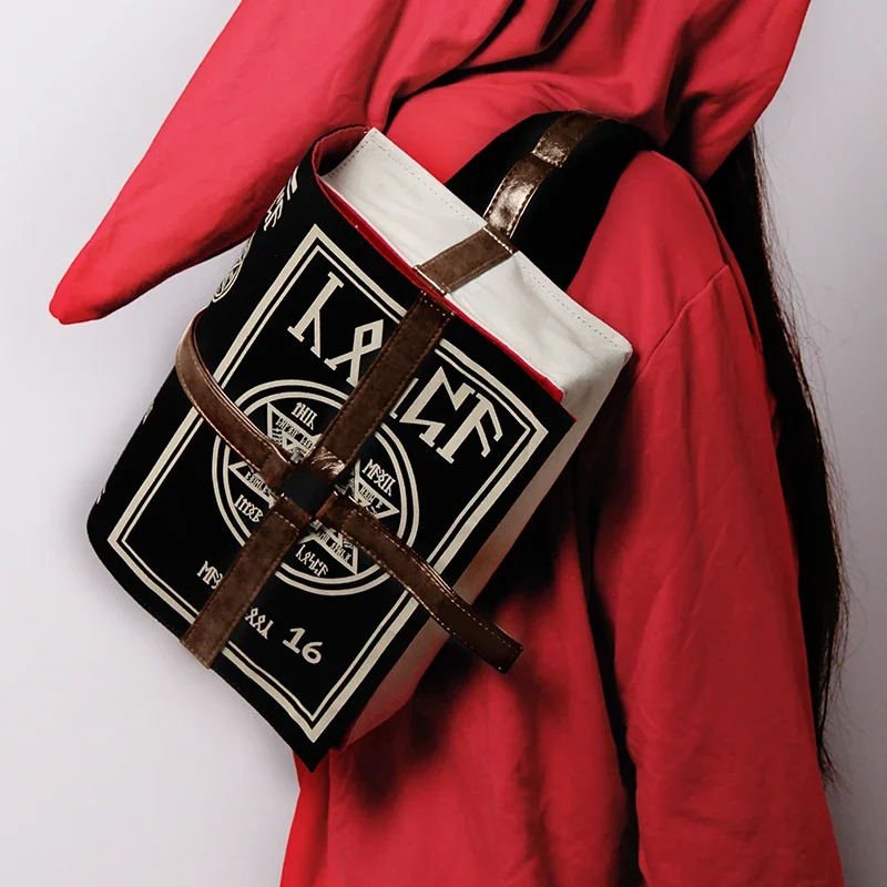 

Magic Book Cross Printing Cartoon Backpack Black Gothic Dark Metal New Witch Harajuku Cosplay Bags