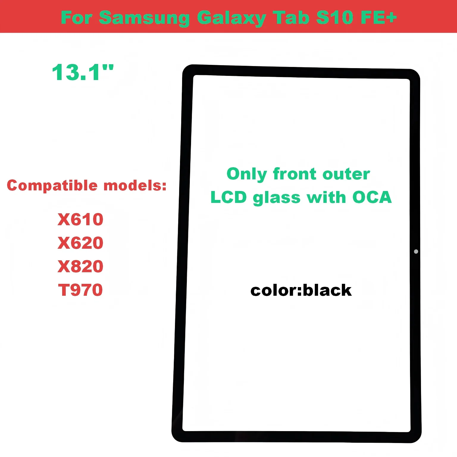 For Samsung Galaxy Tab S10 FE+ X610 X620 T970 X820 Touch Screen Panel Tablet S10FEPlus Sensor Front Outer LCD Glass With OCA