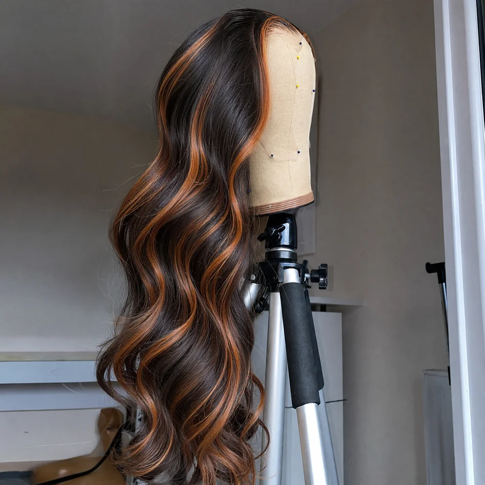 1B-30 Highlight Wig Human Hair Body Wave Human Hair Wigs 13X4 13x6 HD Lace Frontal Wig Pre Plucked 250% Ombre Human Hair Wig