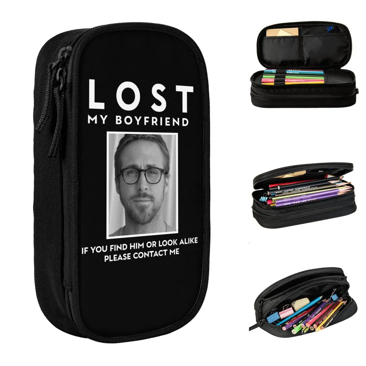 LOST MY BOYFRIEND-Trousse à crayons en toile, étuis à crayons scolaires, étuis à crayons universitaires, boîte à crayons rétro pour filles et garçons, tenue scolaire, Ryan Gosling