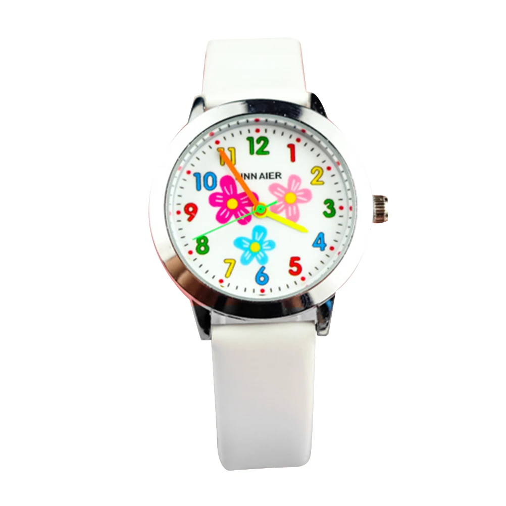 

Cartoon Digital Watch for Kids Girls White Plastic Teaching Durable Quartz Students Watches Birthday Gift