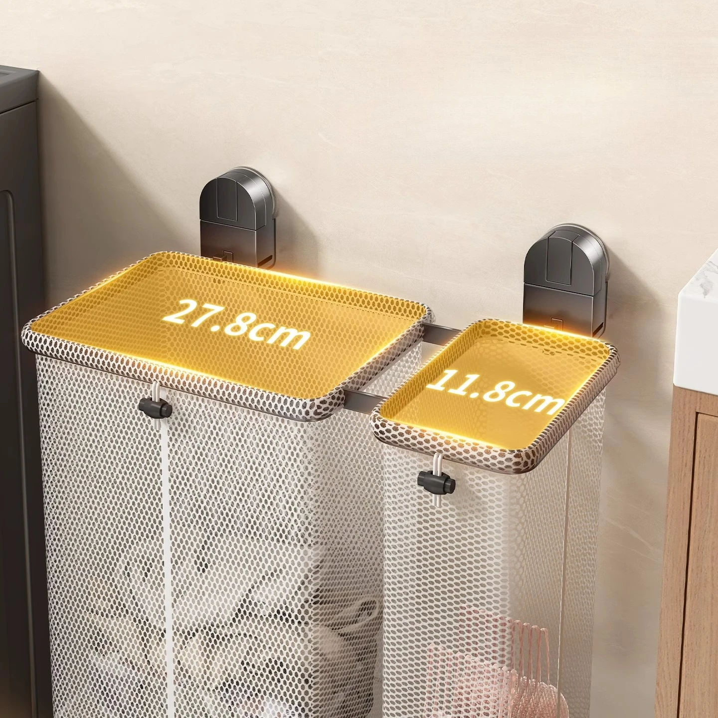 Suction Cup Dirty Clothes Basket Household Dirty Clothes Basket Hanging Foldable Toilet Bathroom Dirty Clothes Storage Basket
