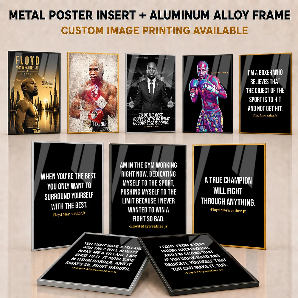 Floyd Mayweather Jr Framed Metal Poster Personalized Photo Dynamic Boxing Legend Style Wall Art For Home Gym Champion Fan Gift