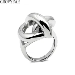 Fashion Simple Stainless Steel Big Knot Rings for Women Ladies Creative Unique Design Personality Ring Party Jewelry