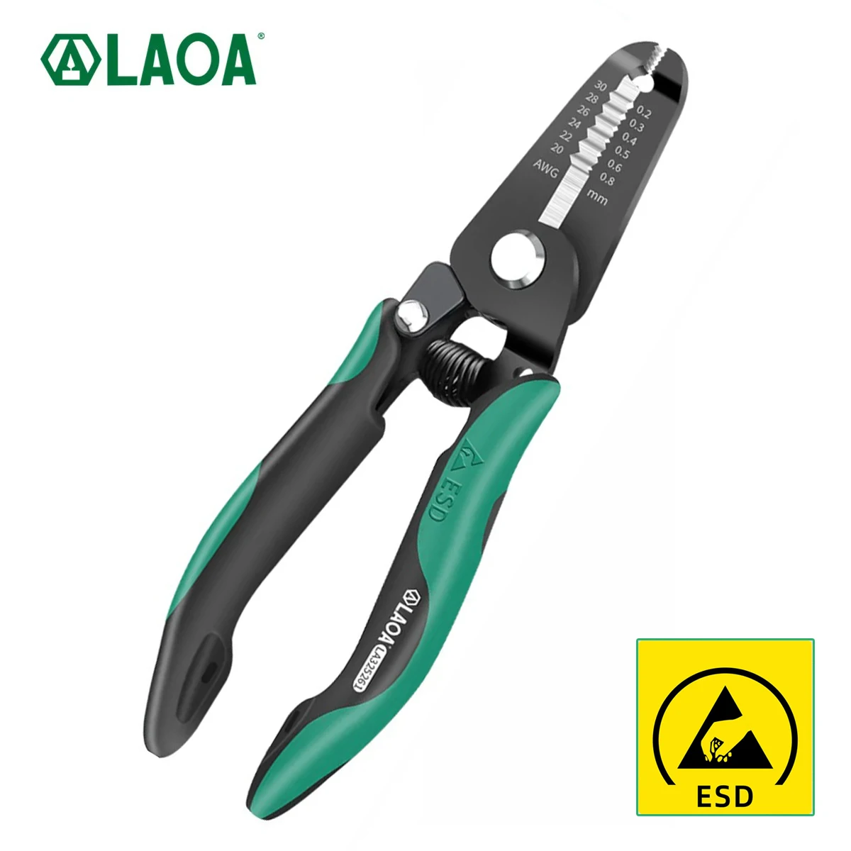 LAOA Anti-Static Electrical Wire Stripping Pliers Crimping Tool Cable Peeling Winding Cutting Pliers Made in Taiwan