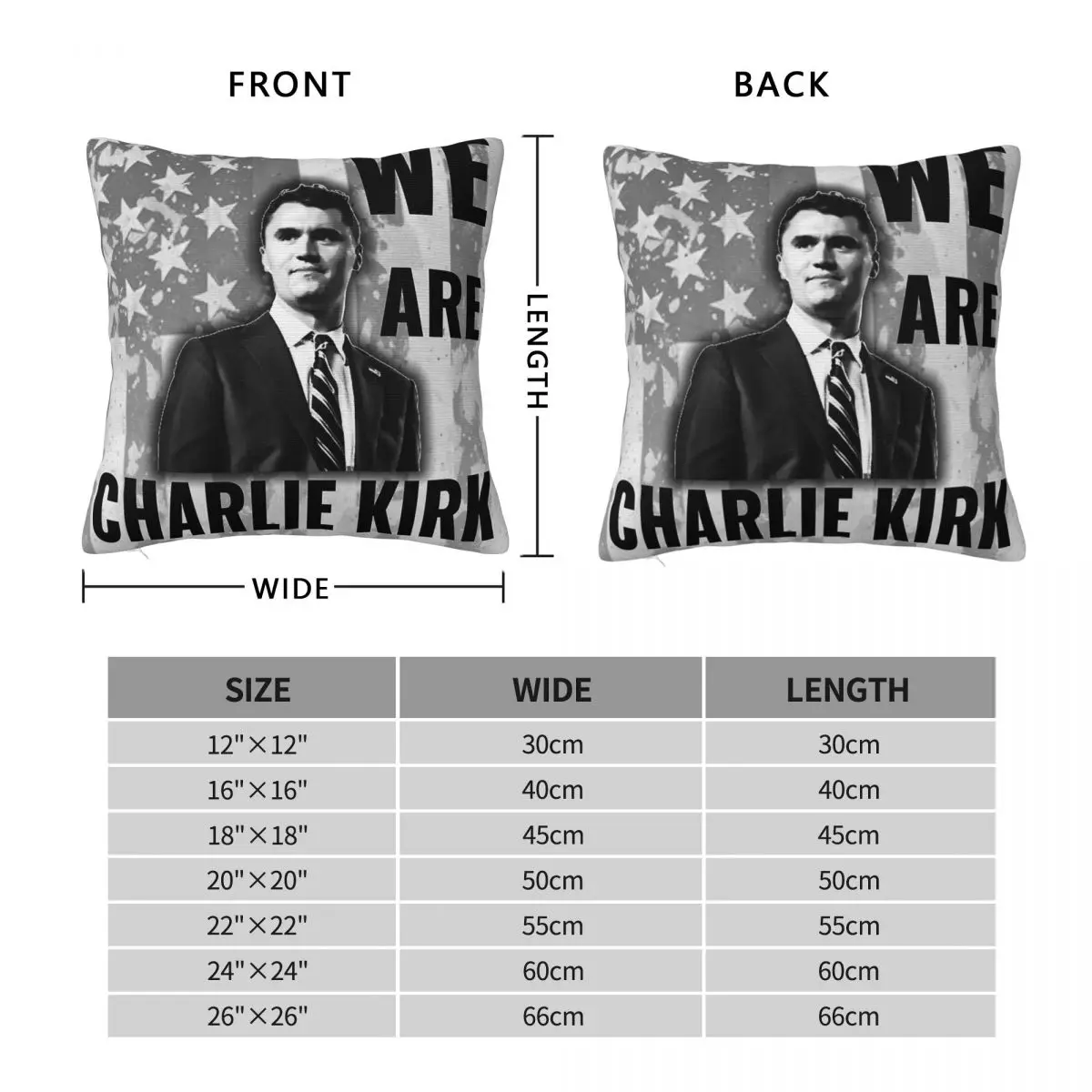 We Are Charlie Kirk Square Pillowcase Polyester Linen Velvet Pattern Zip Decor Pillow Case Car Cushion Cover