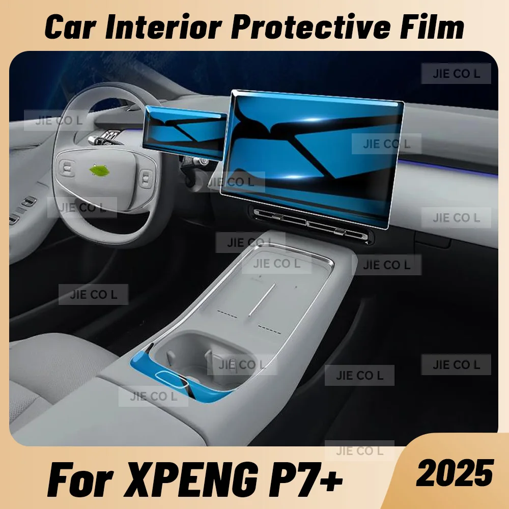 

Защитная пленка из ТПУ для салона автомобиля, центральная консоль, медиа-приборная панель, навигация, защитная пленка для XPENG P7 + 2025, наклейка