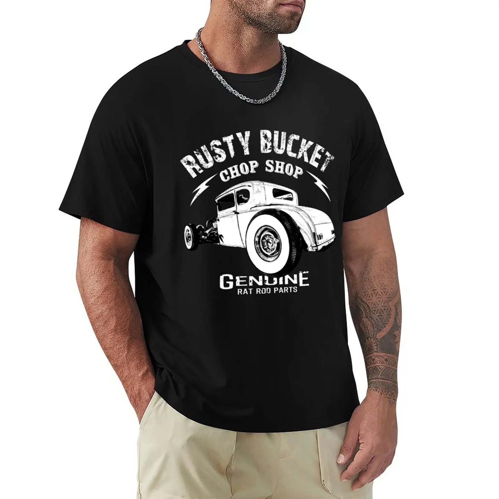 Rusty Bucket Chop Shop - Monochrome T-Shirt Plus Size Summer Short Sleeve T-Shirt