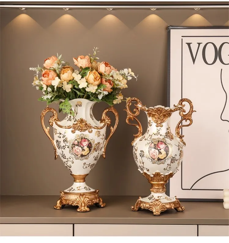 

European retro vase, living room flower vase, home decoration, dining table, European creative foyer decoration