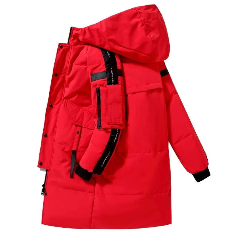 

2025 зимняя мужская пуховая куртка с капюшоном, модные длинные парки, ветрозащитное водонепроницаемое толстое теплое пальто