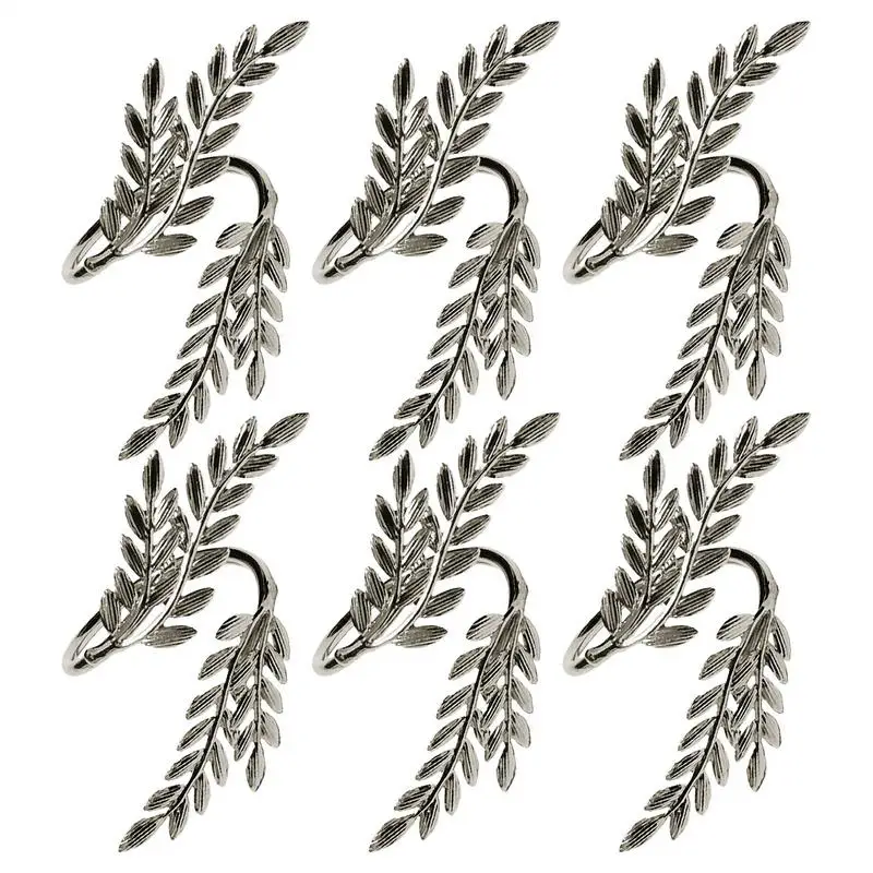 Napkin Rings For Wedding 6X Holiday Decor Tissue Holder Leaf Shape Design Festival Napkin Rings For Family Table Luncheons