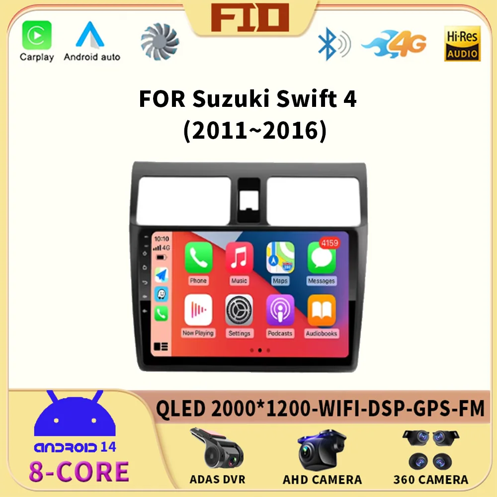 

Android 14 Car Radio Stereo For Suzuki Swift 4 2011 2012 2013 2014 -2016 Multimedia Video Player 2 Din Auto Audio GPS Carplay