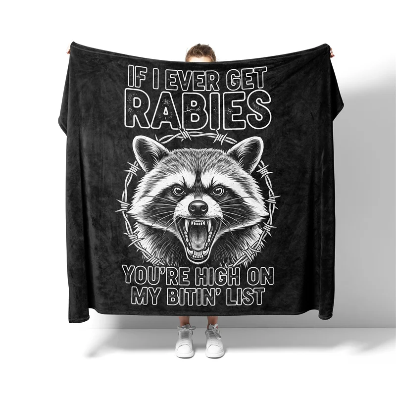 Aertemisi If I Ever Get Rabies Raccoon Pet Blanket for Small Medium Large Dog Cat Puppy Kitten Couch Sofa Bed