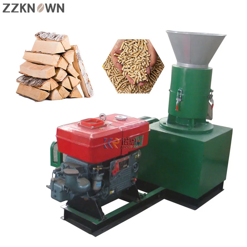 

100-120KG/H Capacity Diesel Biomass Wood Pelletizer Animal Agriculture Feed Pellet Press Making Mill Machine