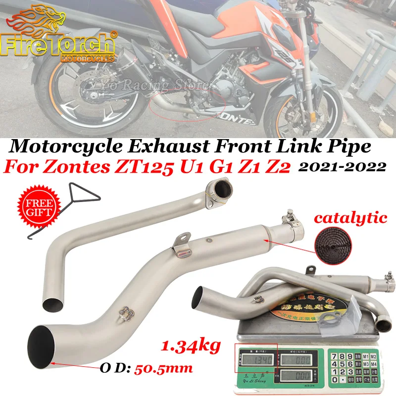 

For Zontes ZT125 U1 G1 Z1 Z2 2021 2022 Motorcycle Exhaust Escape Motocross System Front Link Pipe Connecting 51mm Muffler